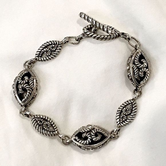 BARSE Oxidized Sterling Silver Rope Link Bracelet
